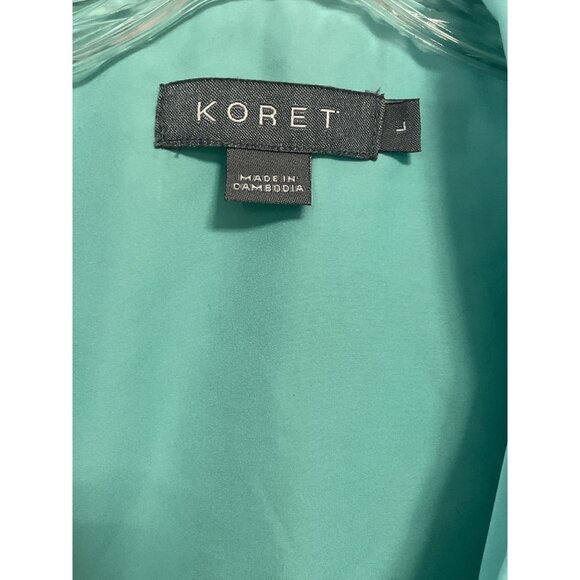 Koret Women’s L Aqua Blue Zip Front Lightweight Jacket Polyester Cotton Lined Vt - Picture 2 of 6